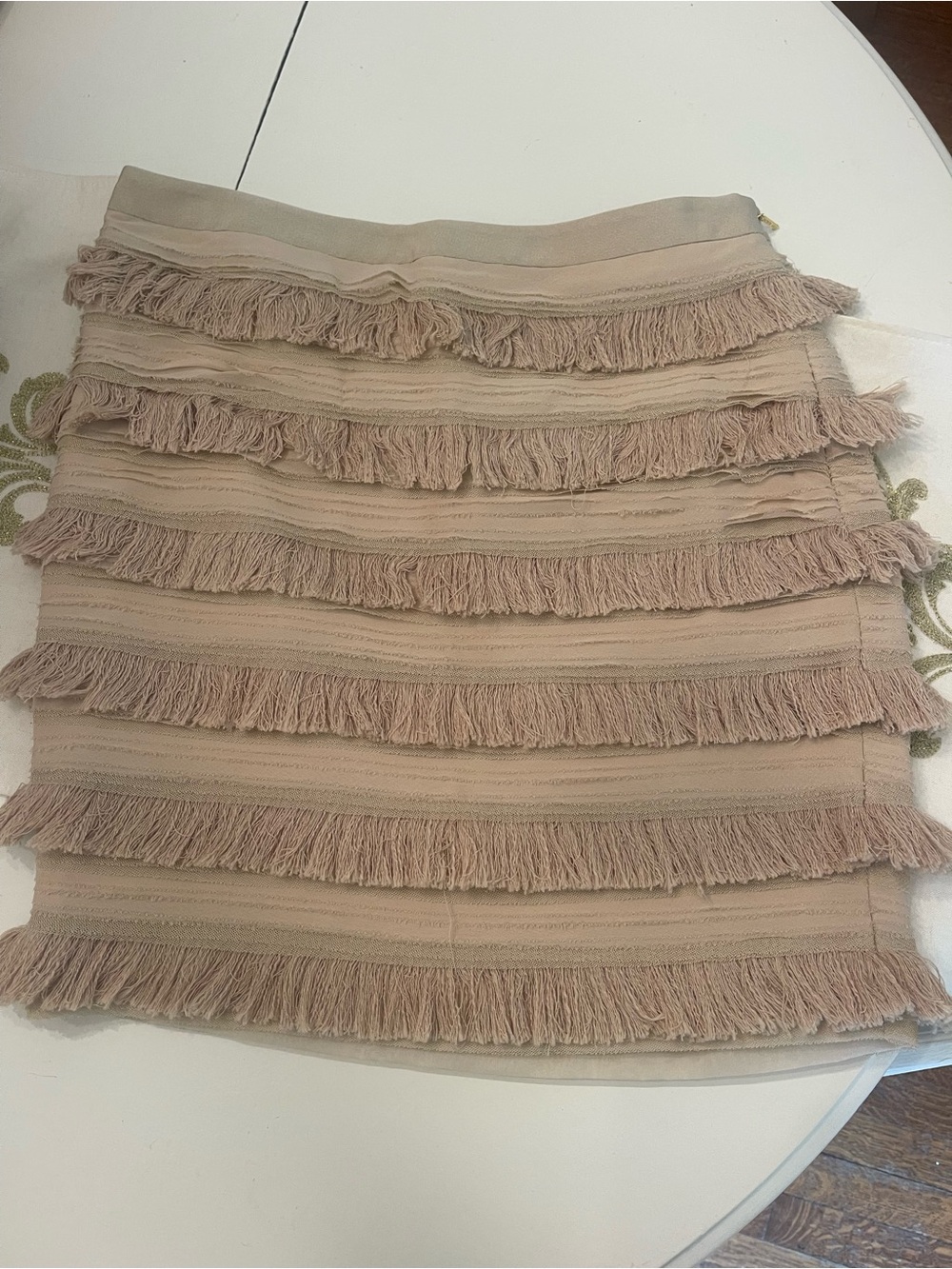Tory Burch Silk Sand Fringe Tiered Mini Skirt - Picture 3 of 10